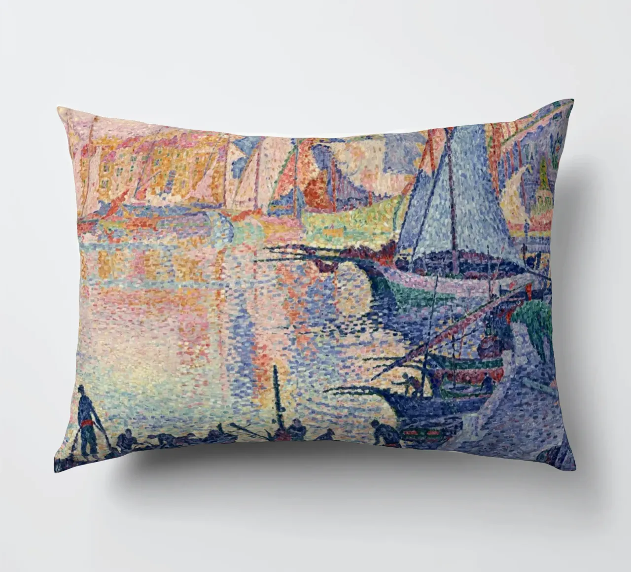 Signac Port St Tropez Pointillist Havenleven Print kussen van NorwesClub
