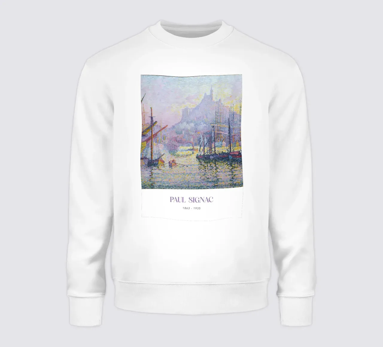 Signac Marseille Notre-Dame Pointillist Harbor Print Sweatshirt von NorwesClub