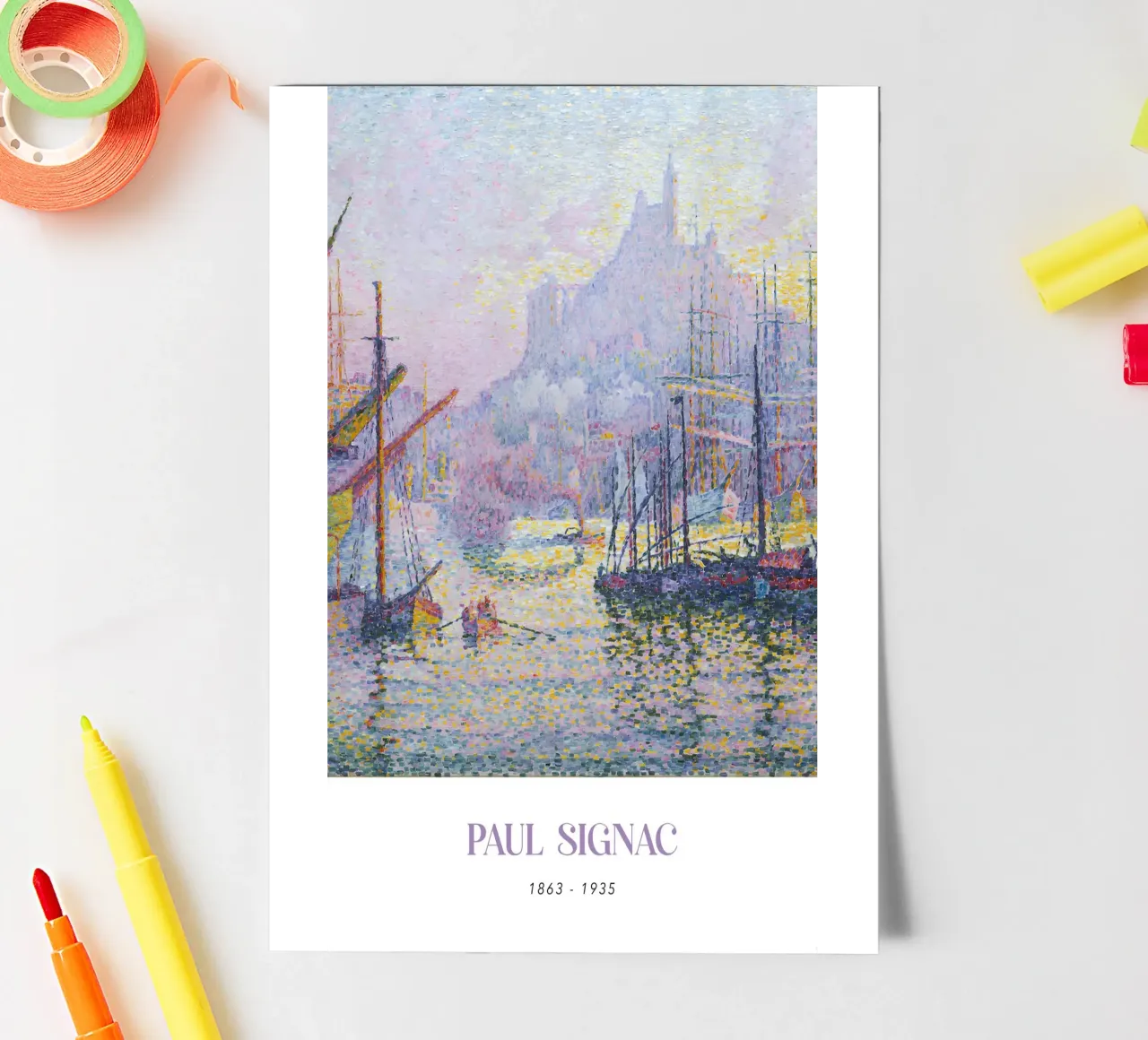 Signac Marseille Notre-Dame Pointillist Harbor Print Stickerbogen von NorwesClub