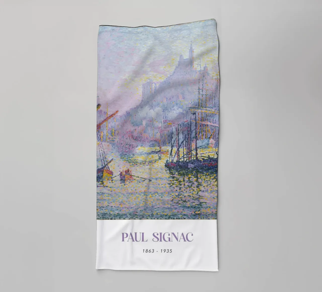 Signac Marseille Notre-Dame Pointillist Harbor Print towel by NorwesClub