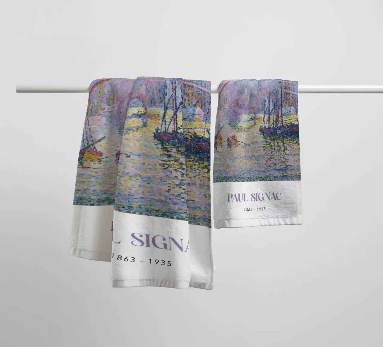 Signac Marseille Notre-Dame Pointillist Harbor Print towel by NorwesClub