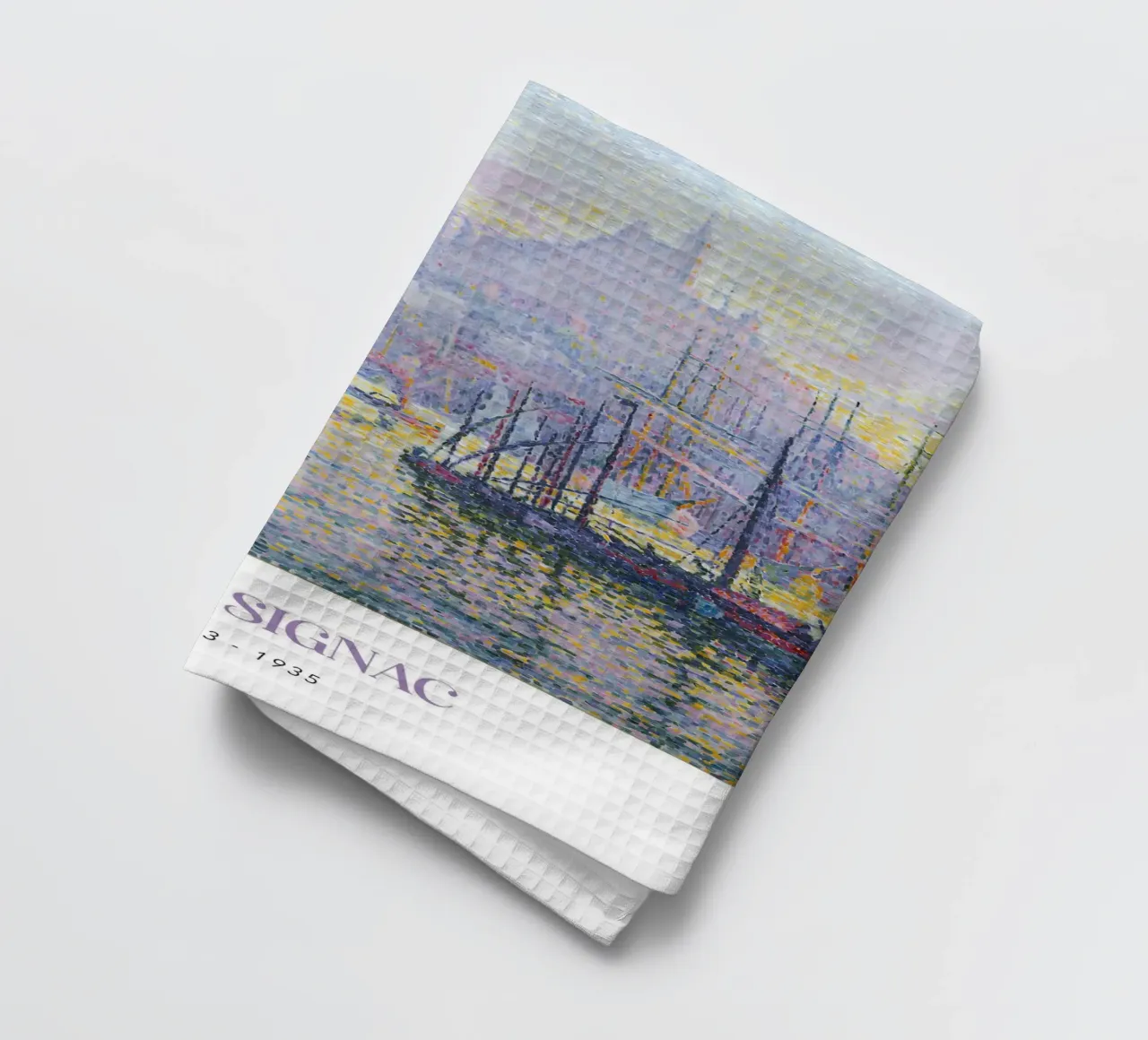 Signac Marseille Notre-Dame Pointillist Harbor Print torchon de NorwesClub