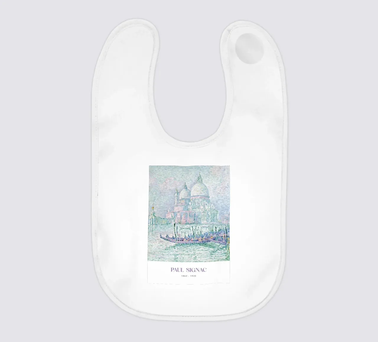 Signac Venice Salute Pointillist Cityscape Print baby bib by NorwesClub