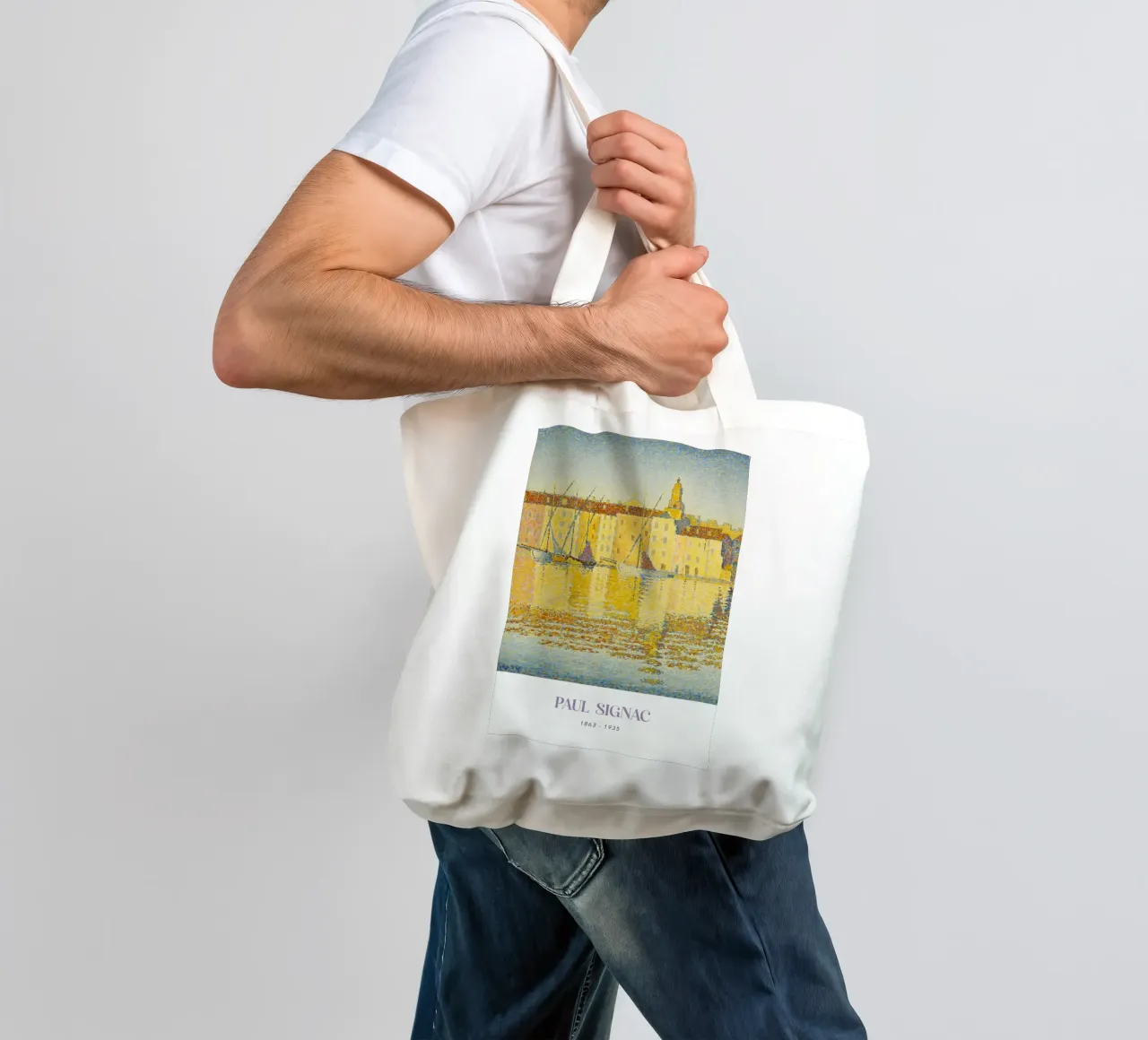 Signac Port St Tropez Pointillist Harbor Art Print tote bag by NorwesClub