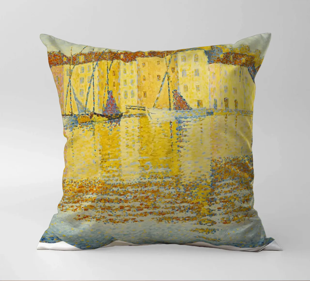 Stampa d'arte Signac Port St Tropez Pointillist Harbor cuscino da NorwesClub