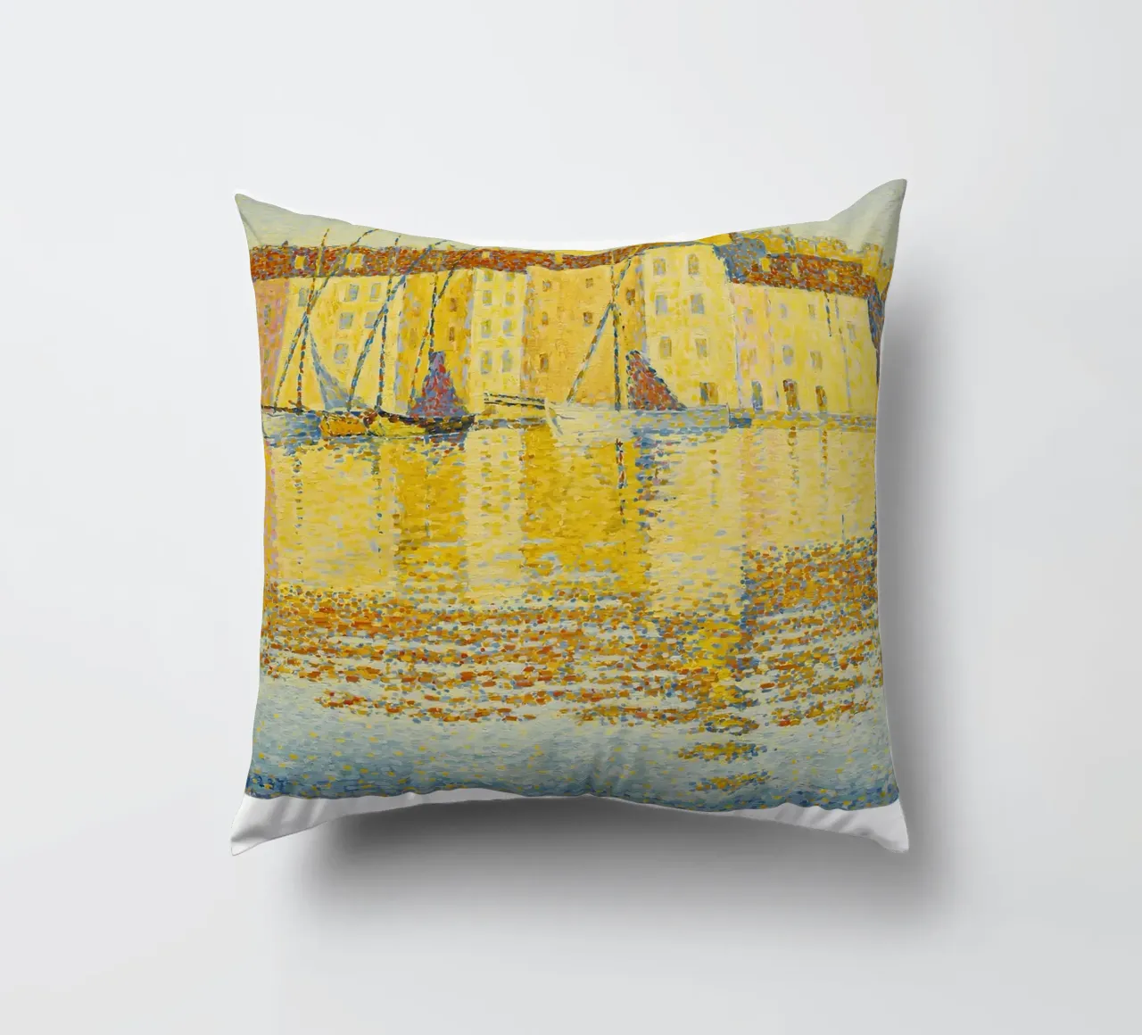 Stampa d'arte Signac Port St Tropez Pointillist Harbor cuscino da NorwesClub
