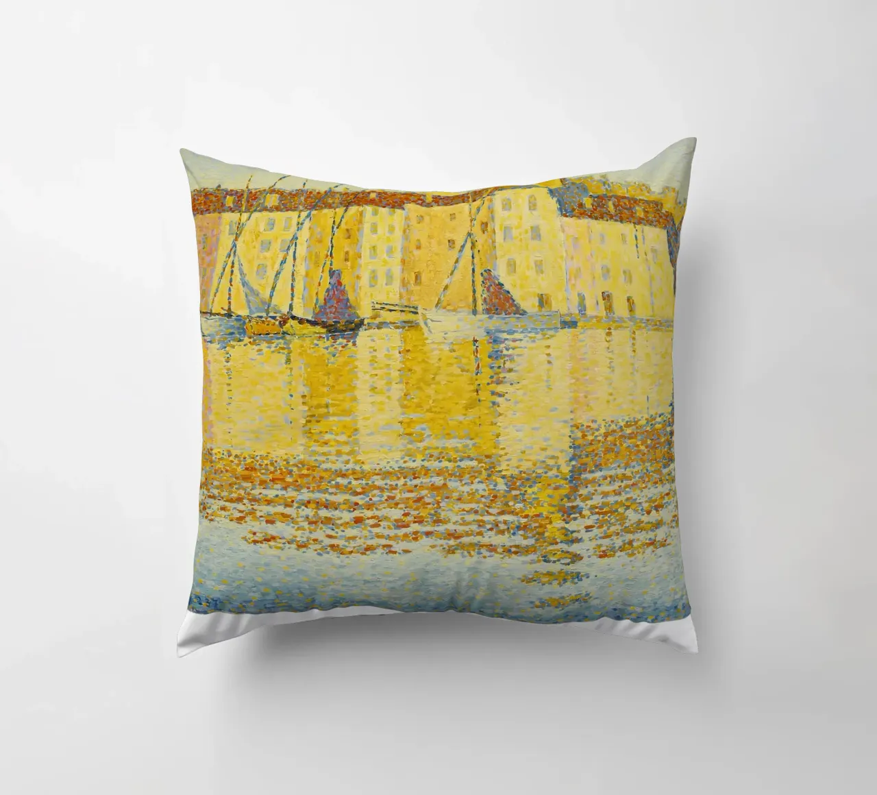 Stampa d'arte Signac Port St Tropez Pointillist Harbor cuscino da NorwesClub