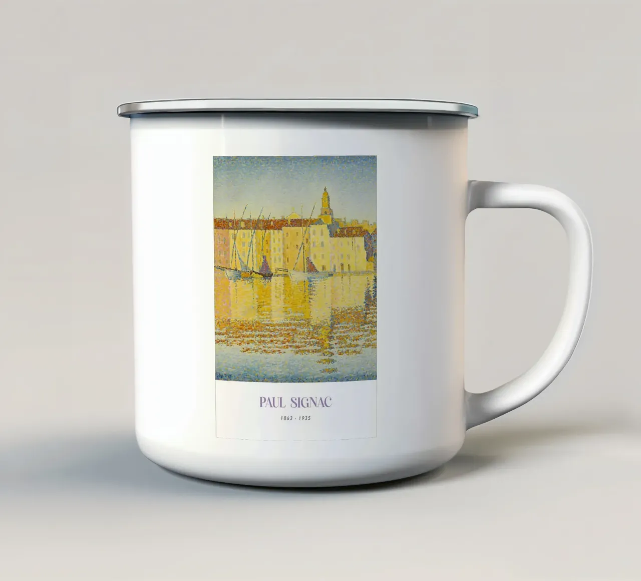 Stampa d'arte Signac Port St Tropez Pointillist Harbor tazza in smalto da NorwesClub