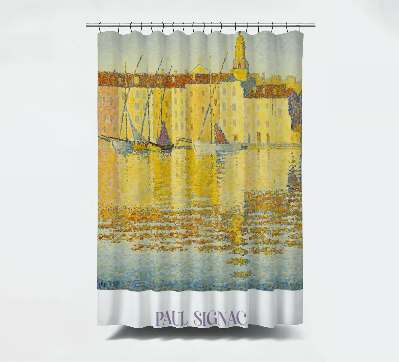 Signac Port St Tropez Pointillist Harbor Art Print douchegordijn van NorwesClub