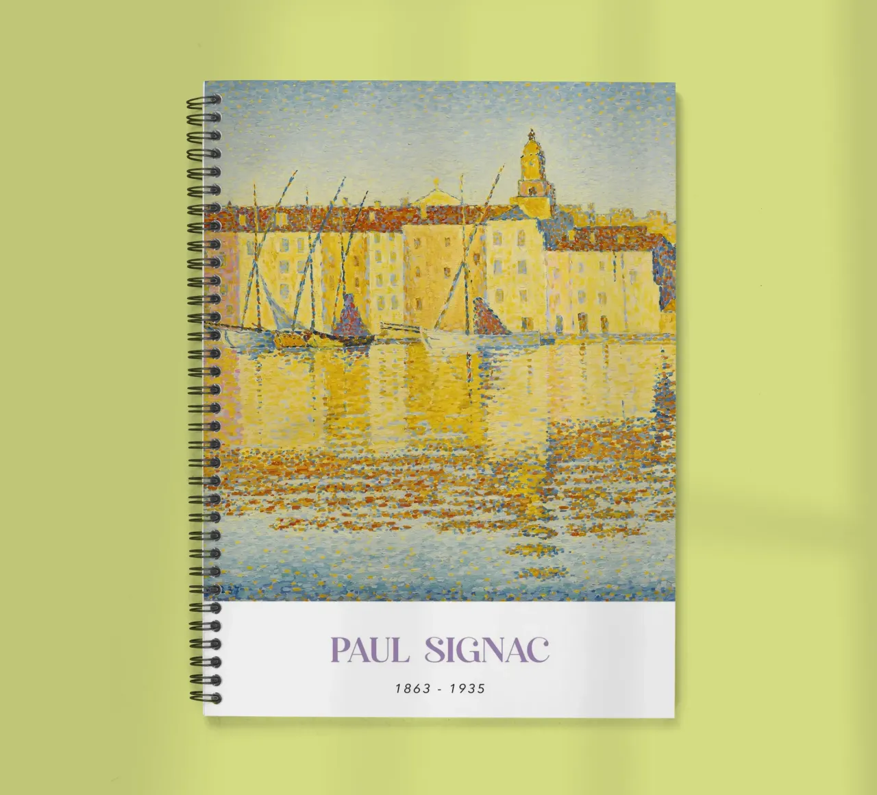 Signac Port St Tropez Pointillist Harbor Art Print spiral notebook by NorwesClub