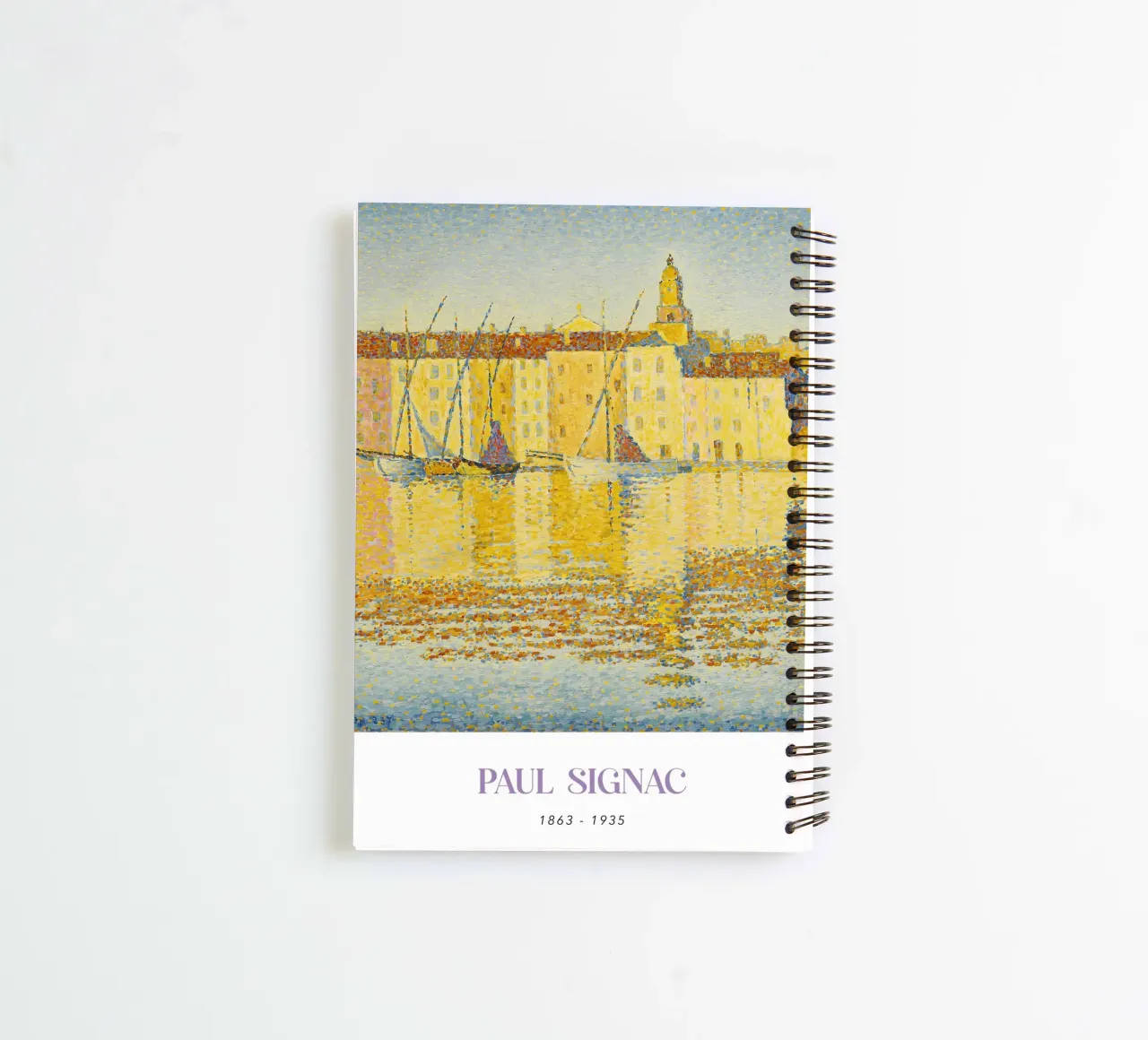 Signac Port St Tropez Pointillist Harbor Art Print spiral notebook by NorwesClub