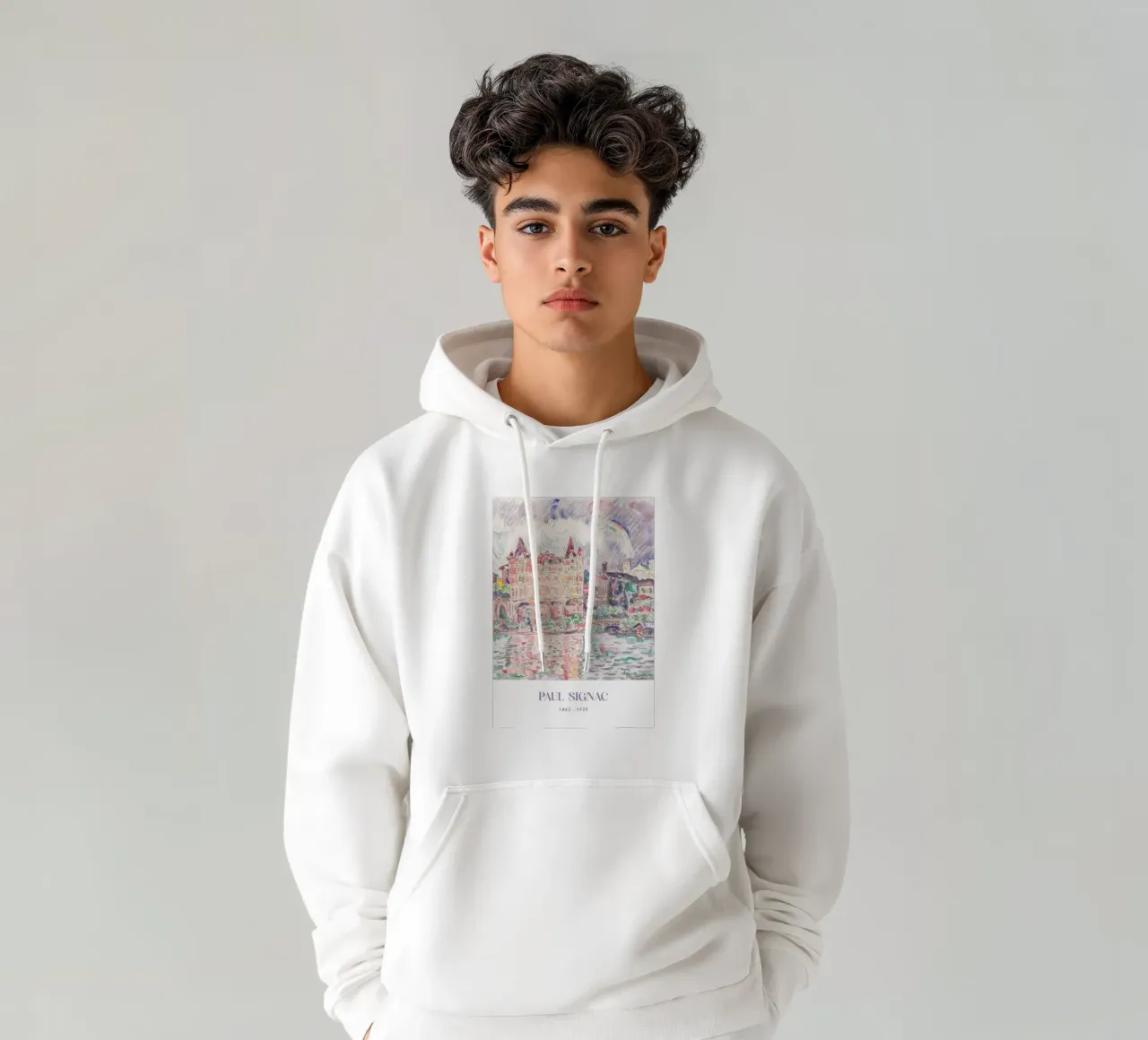 Signac Montauban Pointillist Cityscape Rainbow Print hoodie by NorwesClub
