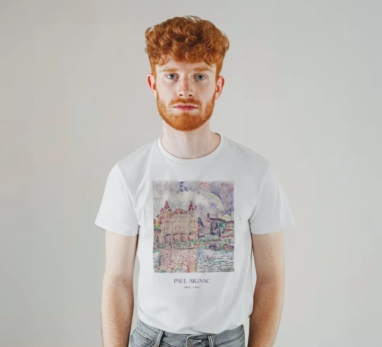 Signac Montauban Pointillist Stadsgezicht Regenboog Print t-shirt van NorwesClub