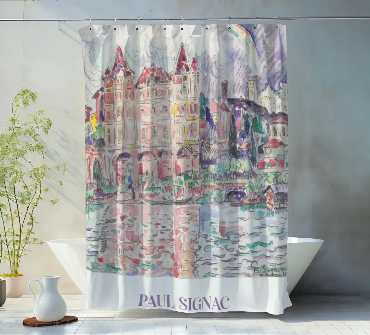 Signac Montauban Pointillist Stadsgezicht Regenboog Print douchegordijn van NorwesClub