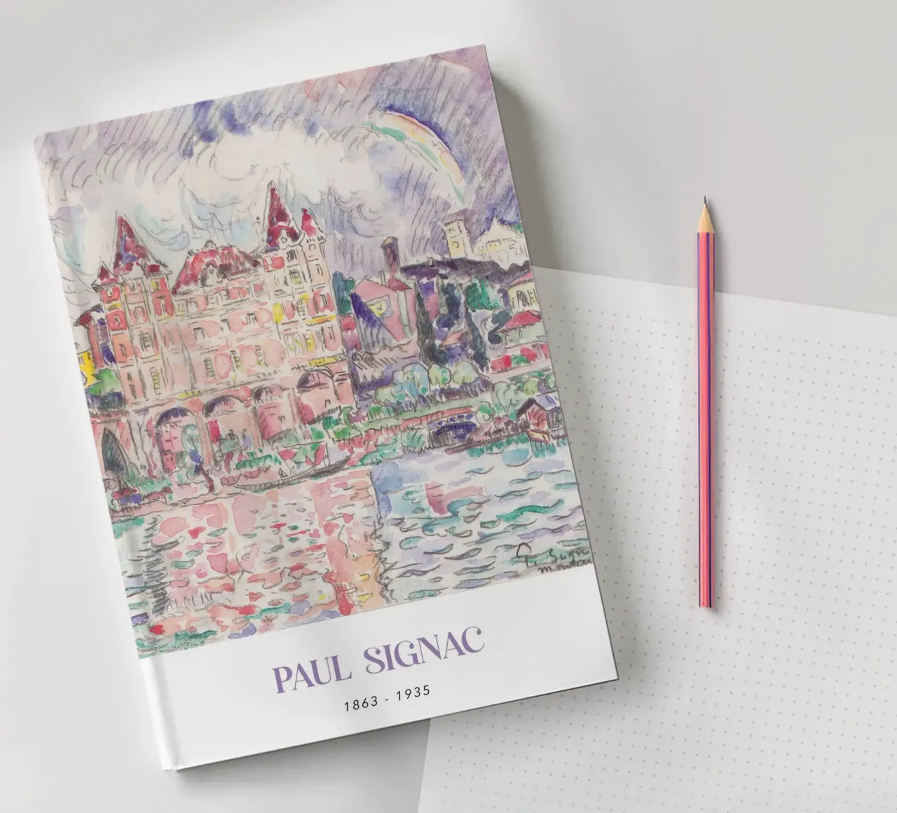 Signac Montauban Pointillist Cityscape Rainbow Print notebook by NorwesClub