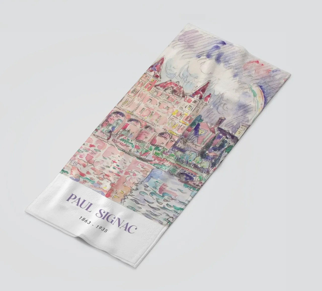Signac Montauban Pointillist Stadsgezicht Regenboog Print strandhanddoek van NorwesClub