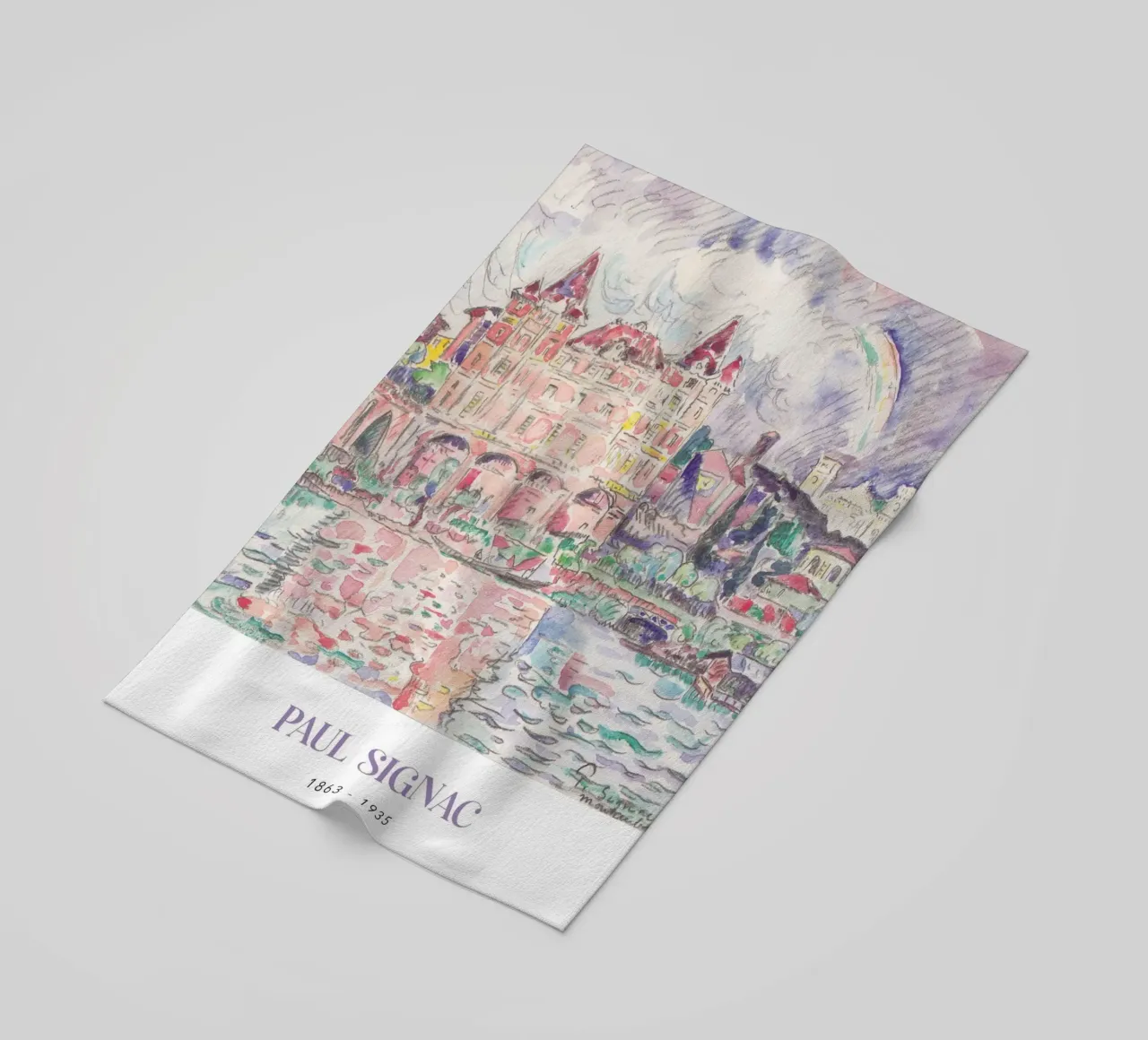Signac Montauban Pointillist Stadsgezicht Regenboog Print strandhanddoek van NorwesClub
