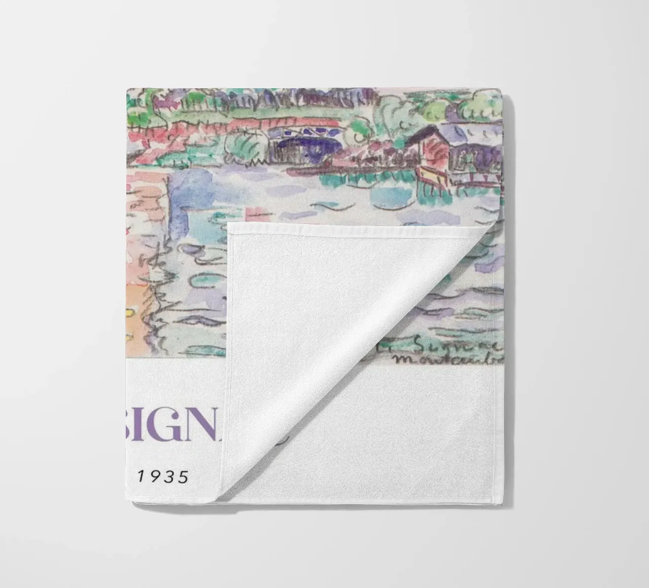 Signac Montauban Pointillist Stadsgezicht Regenboog Print strandhanddoek van NorwesClub