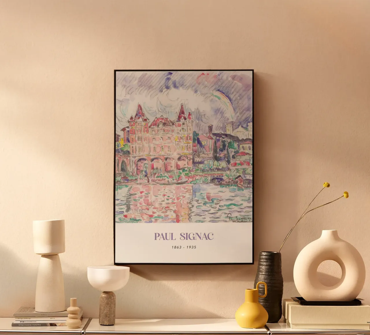 Signac Montauban Pointillist Stadsgezicht Regenboog Print acryl van NorwesClub