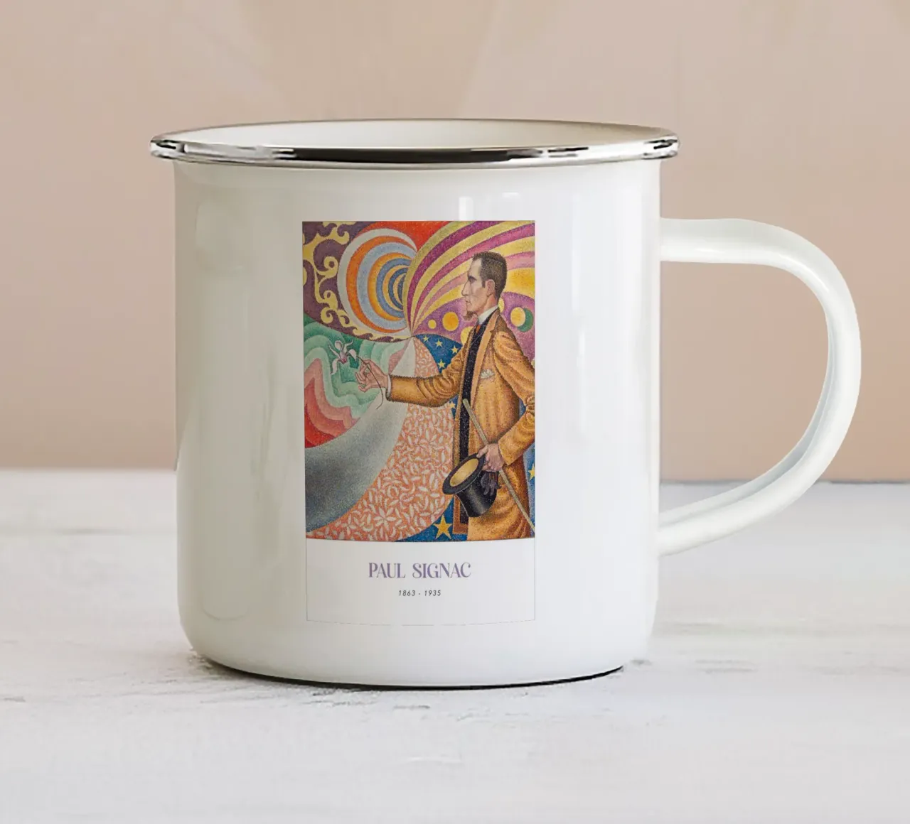 Signac Portrait Fénéon Pointillist Abstract Art Print mug en émail de NorwesClub