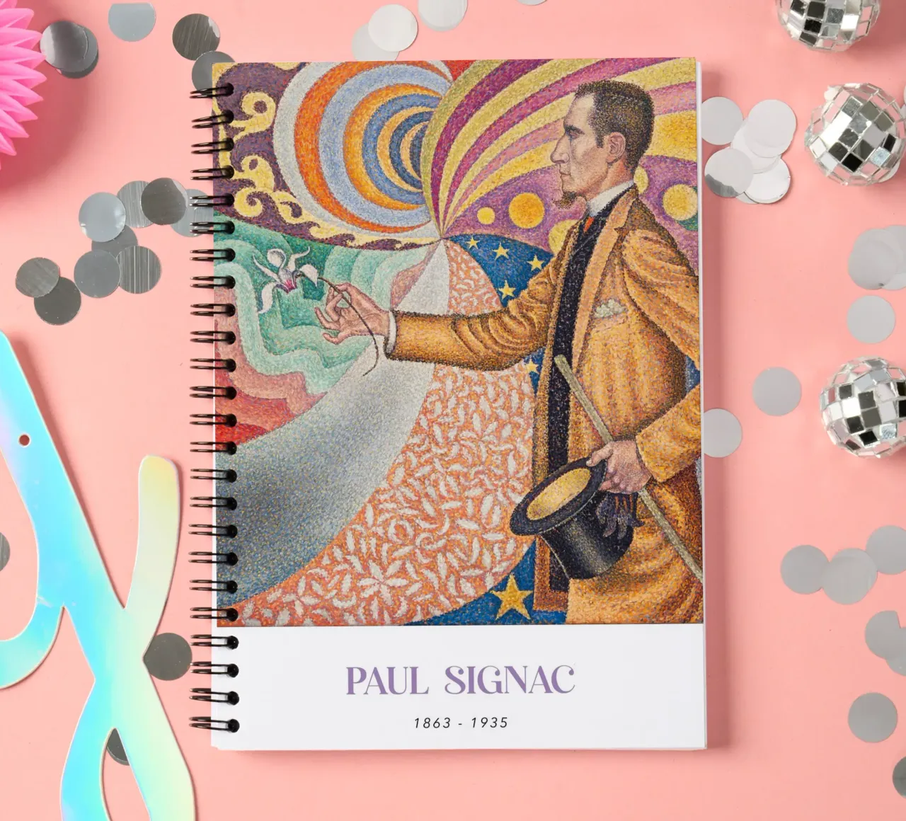 Signac Portrait Fénéon Pointillist Abstract Art Print spiral notebook by NorwesClub