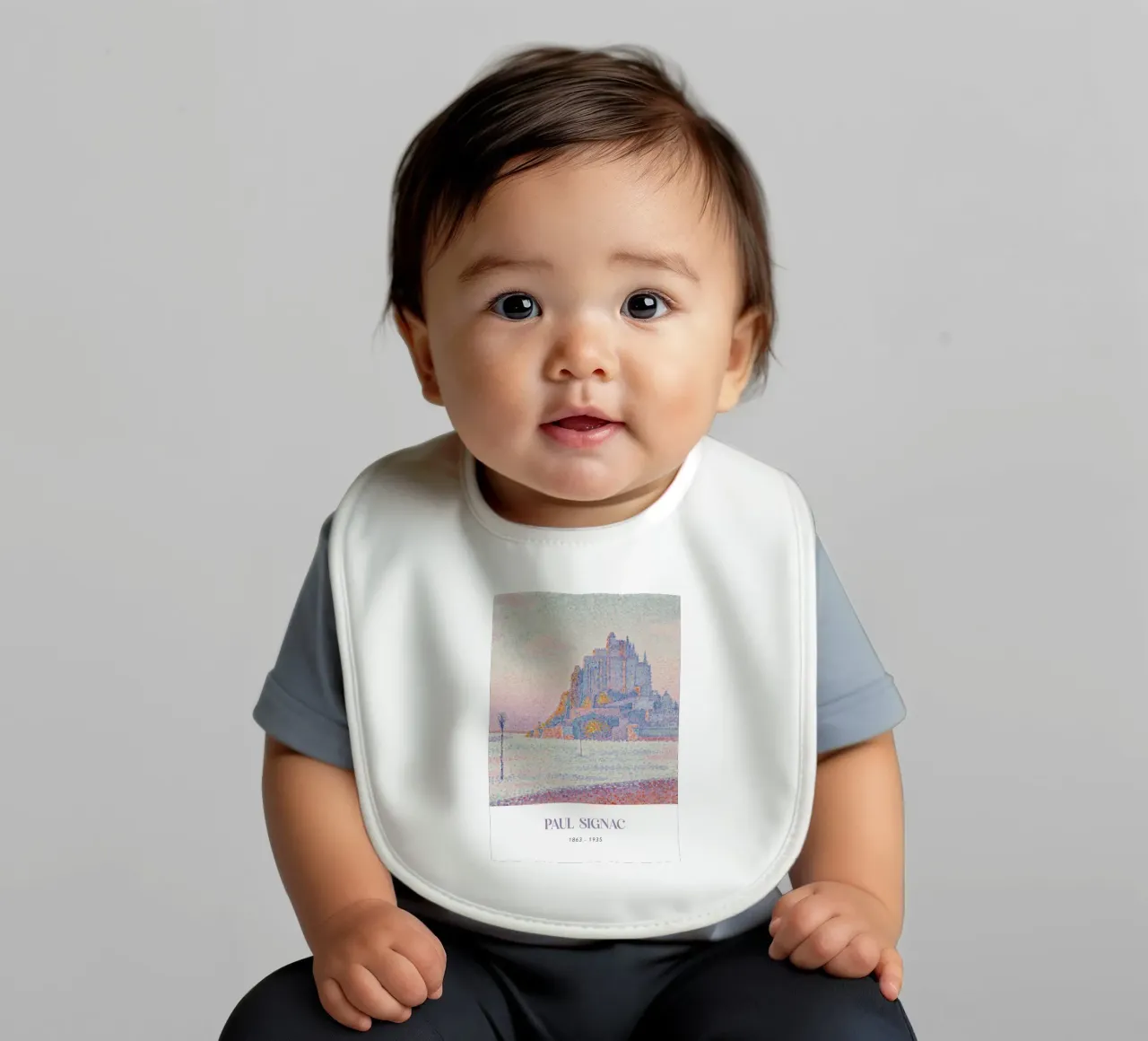 Signac Mont Saint-Michel Pointillist Art Print baby bib by NorwesClub