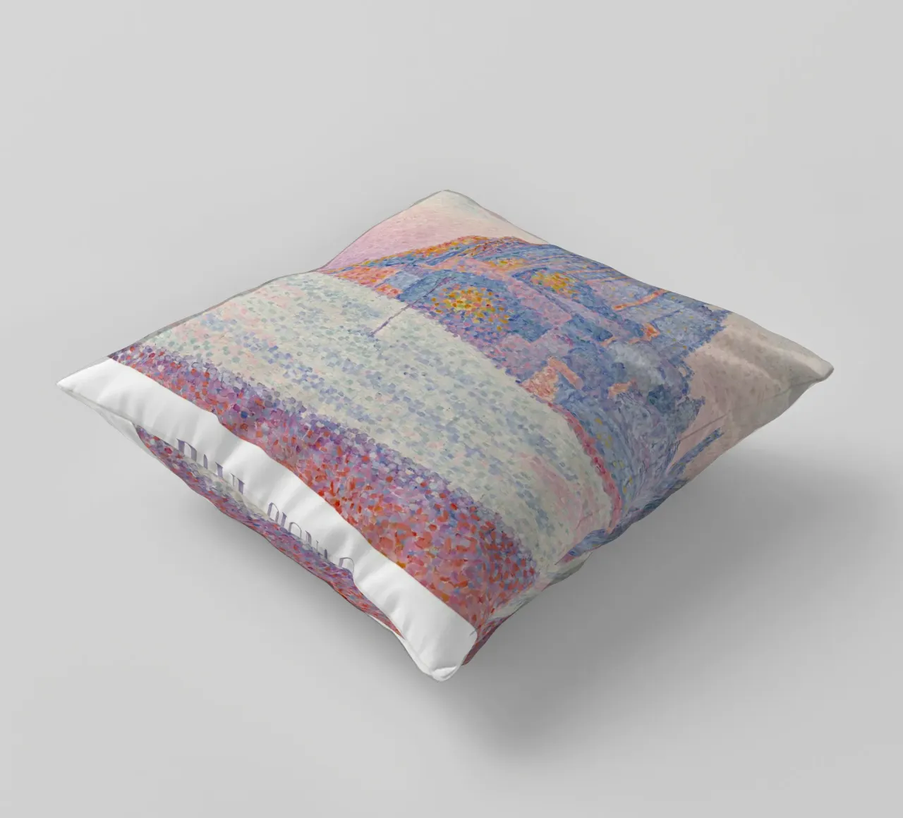 Signac Mont Saint-Michel Pointillist Art Print decorative cushion by NorwesClub