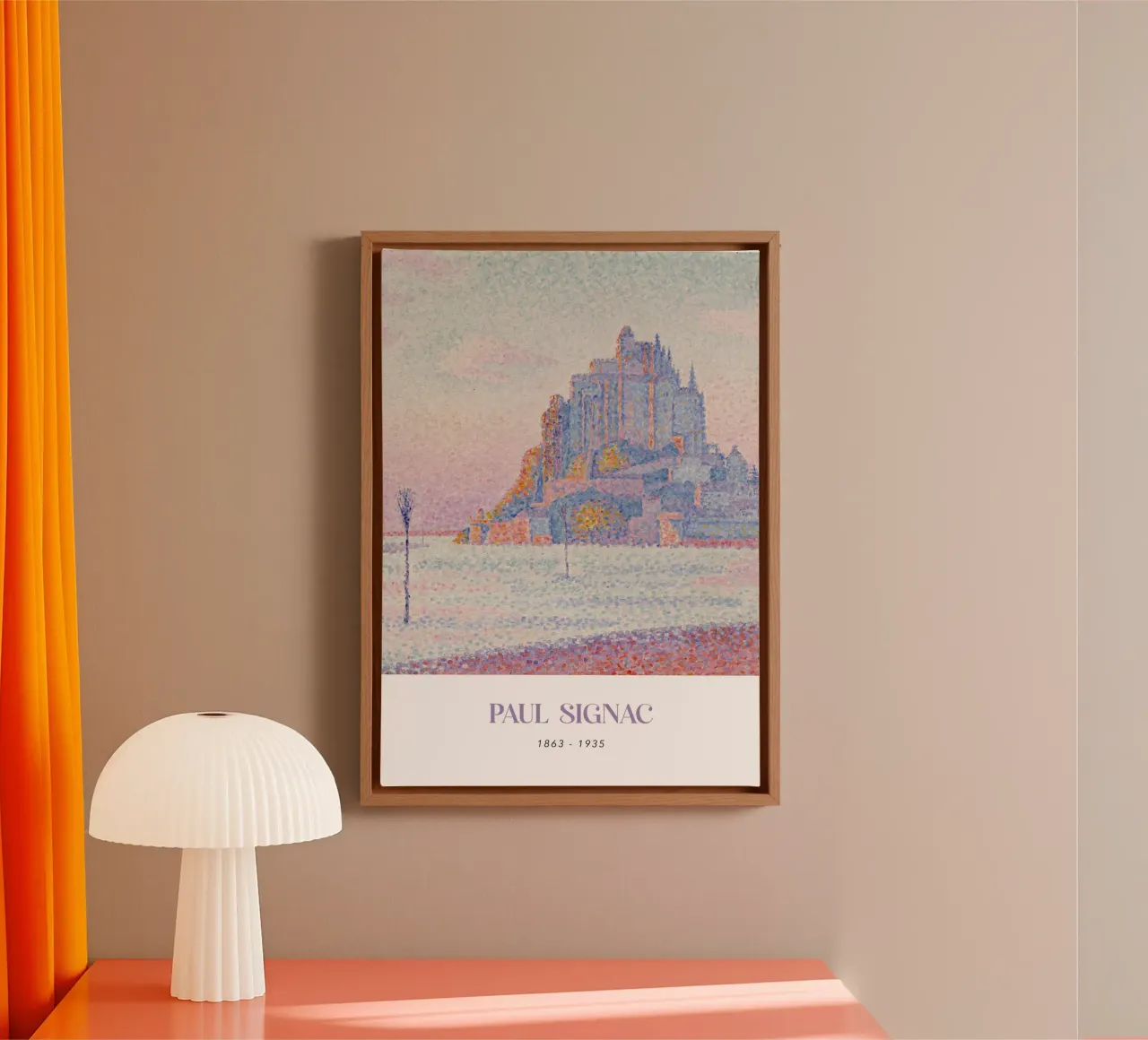 Signac Mont Saint-Michel Pointillist Art Print canvas with Floater frame by NorwesClub