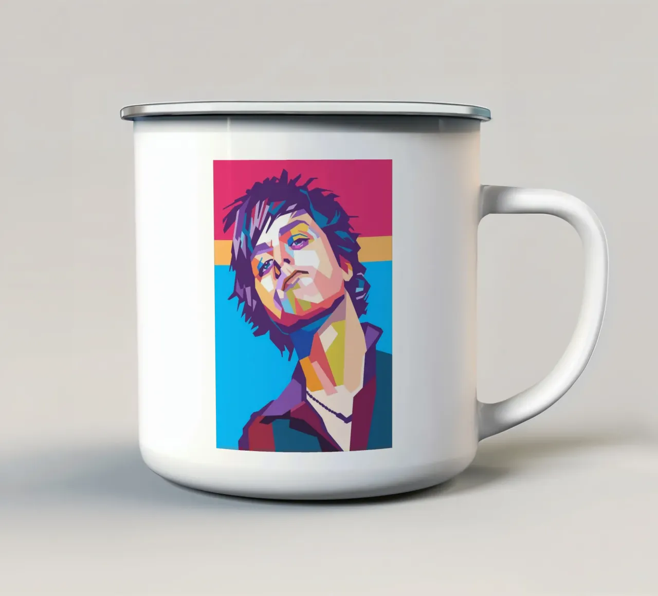 Billie Joe Armstrong pop art tazza in smalto da Hantamrata