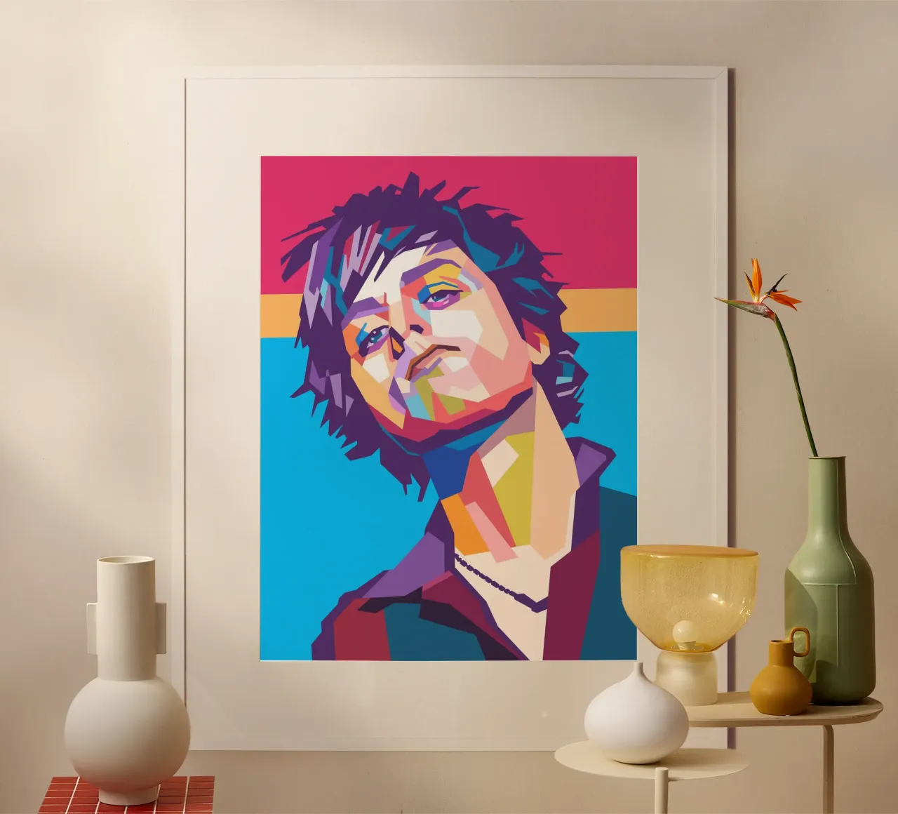 Billie Joe Armstrong pop art poster con telaio in alluminio da Hantamrata
