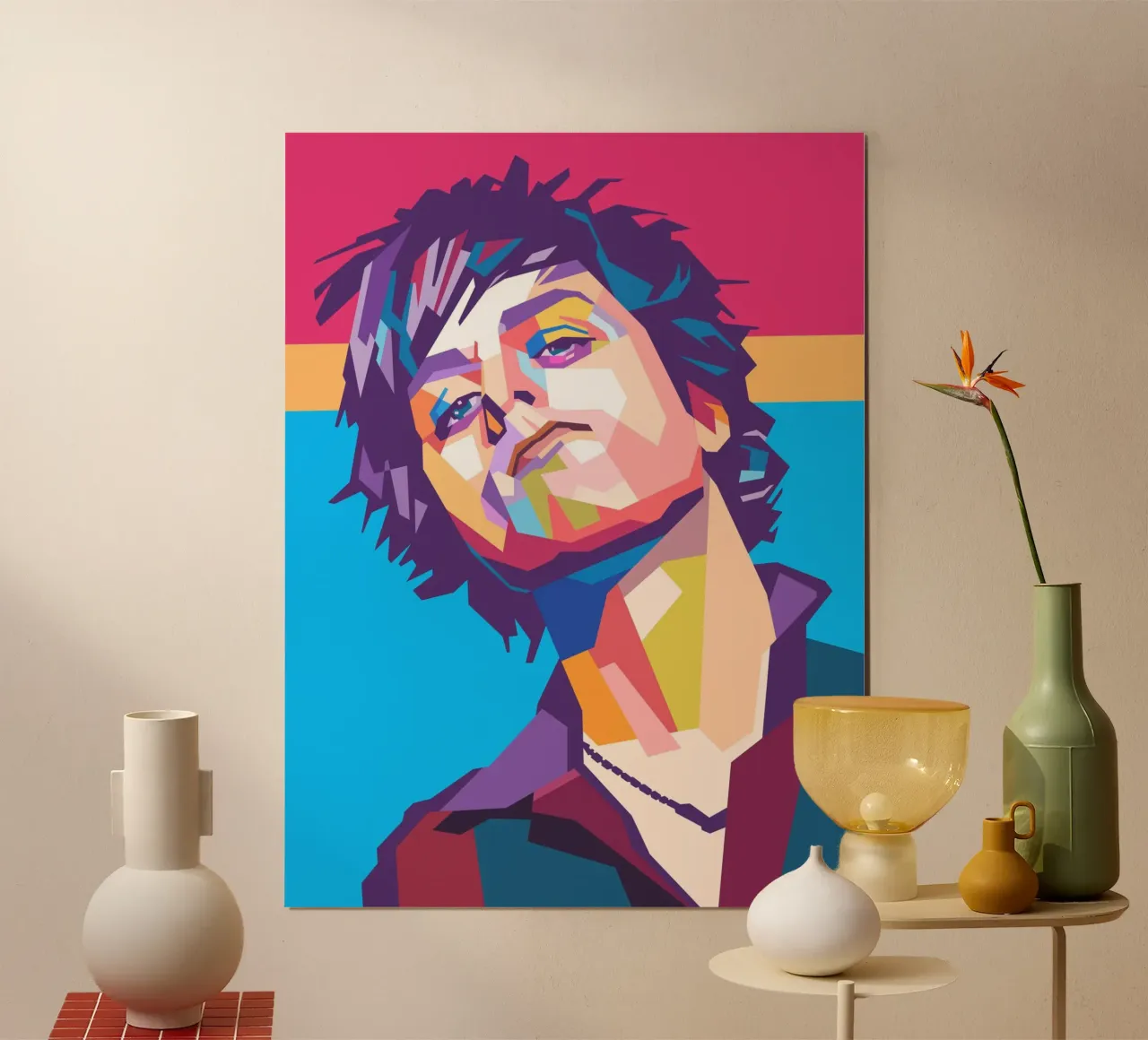 Billie Joe Armstrong pop art poster con telaio in alluminio da Hantamrata