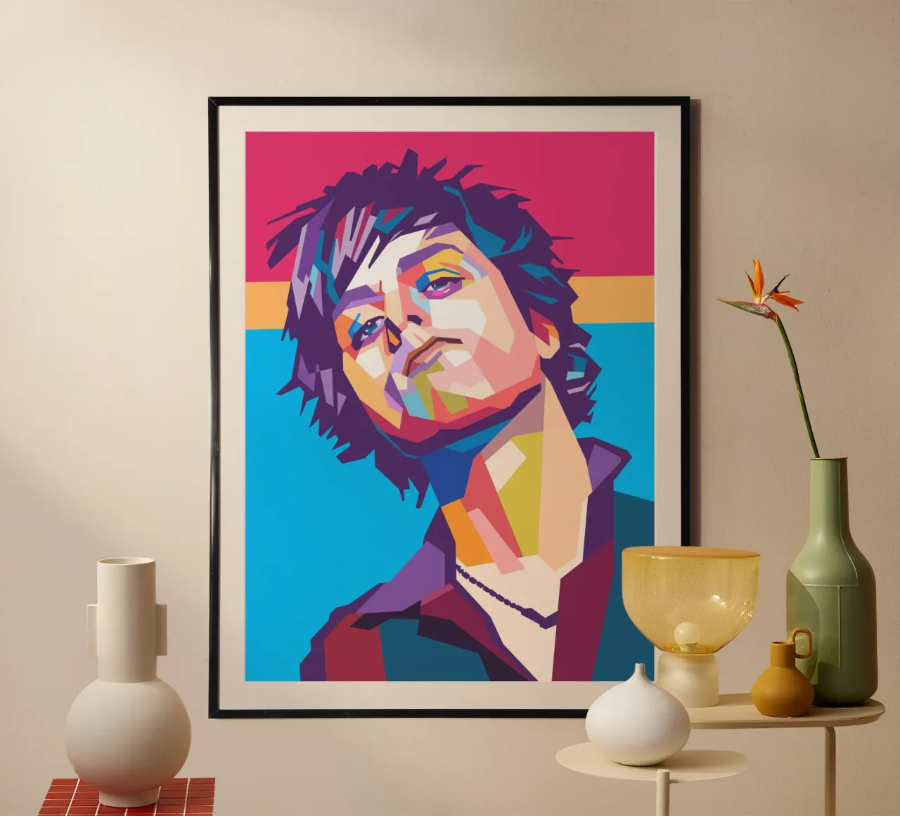 Billie Joe Armstrong pop art poster con telaio in alluminio da Hantamrata