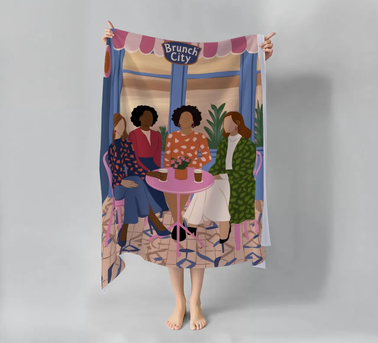 Delightful Brunch Gathering beach towel by Fine Sanctuary