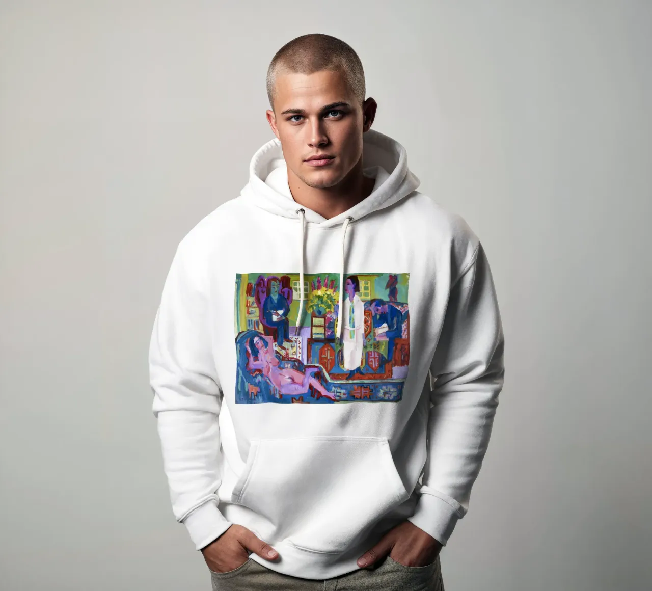 Kirchner Modern Bohemia German Expressionist Print sudadera con capucha de NorwesClub