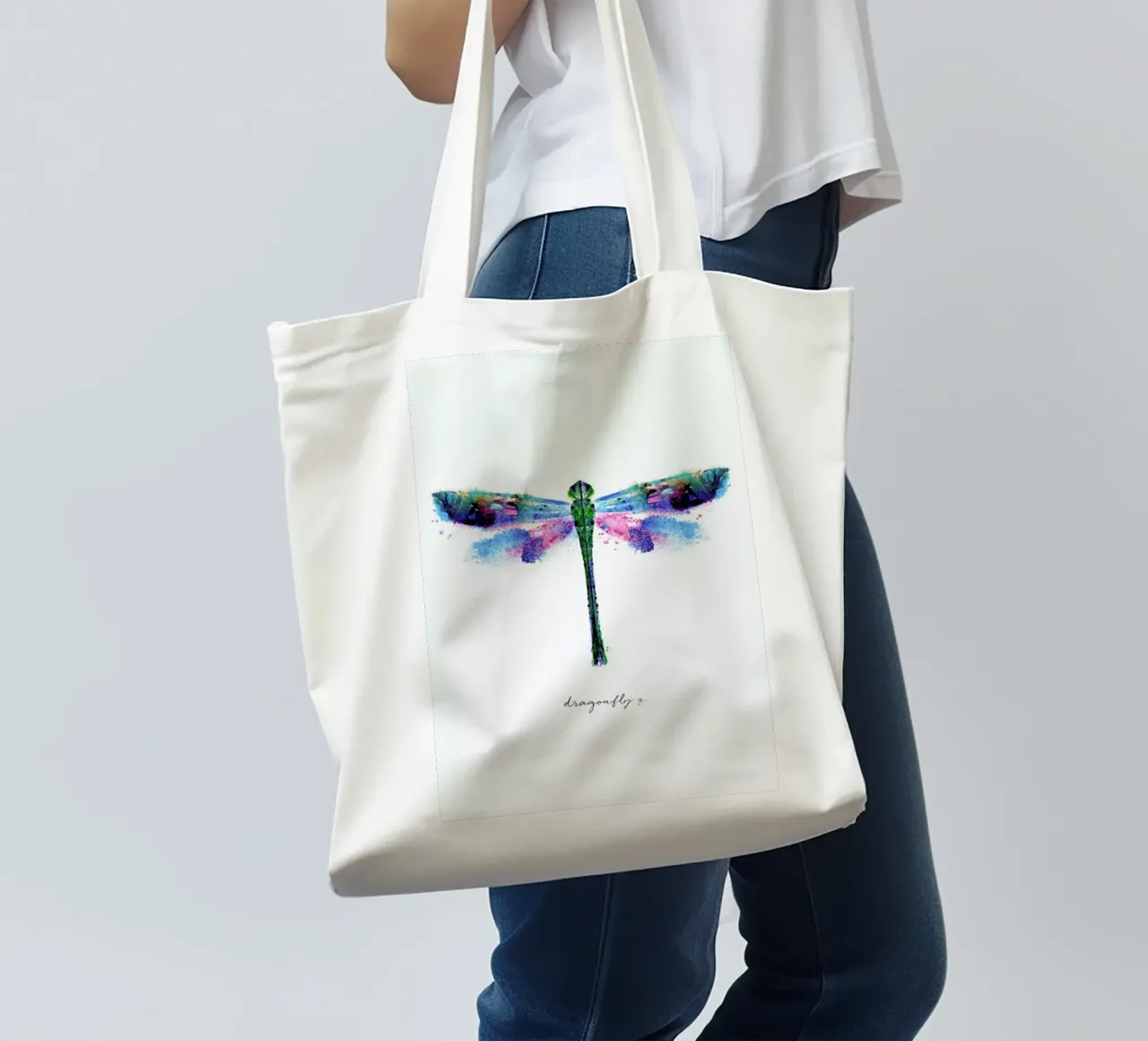 Ink Dragonfly Iridescent II borsa in juta da Flora & Fauna