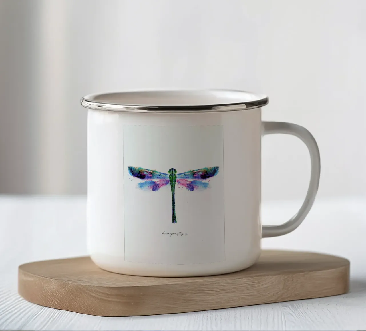 Ink Dragonfly Iridescent II tazza in smalto da Flora & Fauna