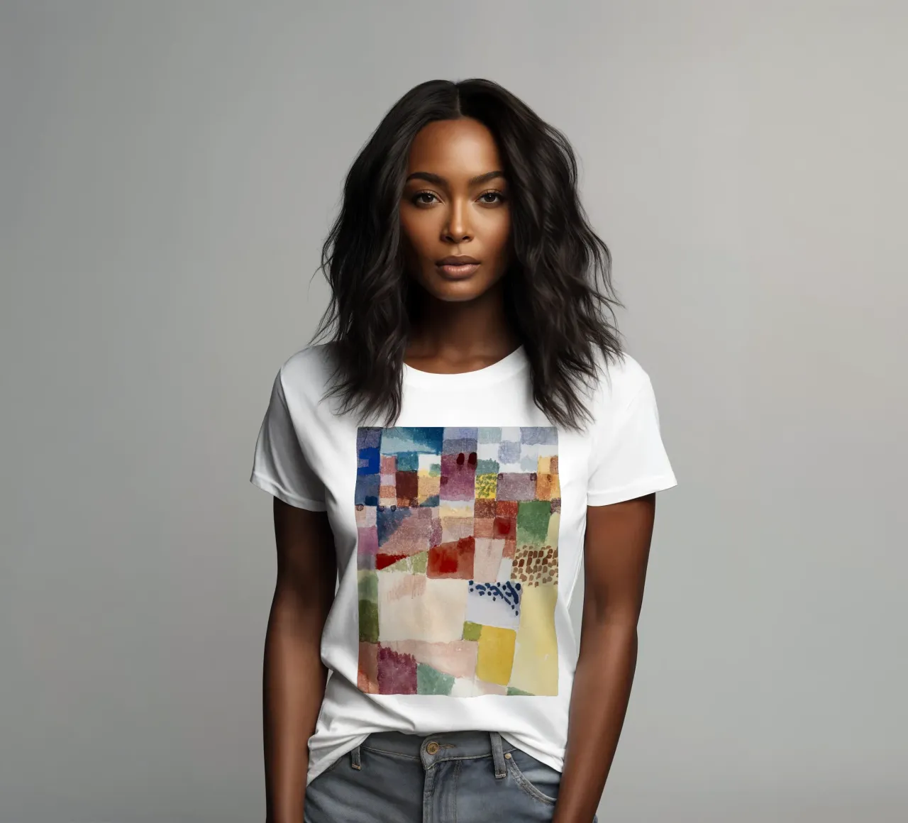 Klee Motif Hammamet Abstract Geometric Art Print women's fitted t-shirt by NorwesClub