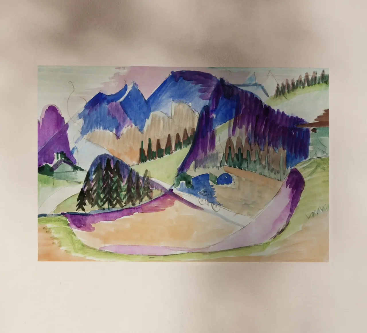 Kirchner Mountain Landscape German Expressionist Print backlit film by NorwesClub