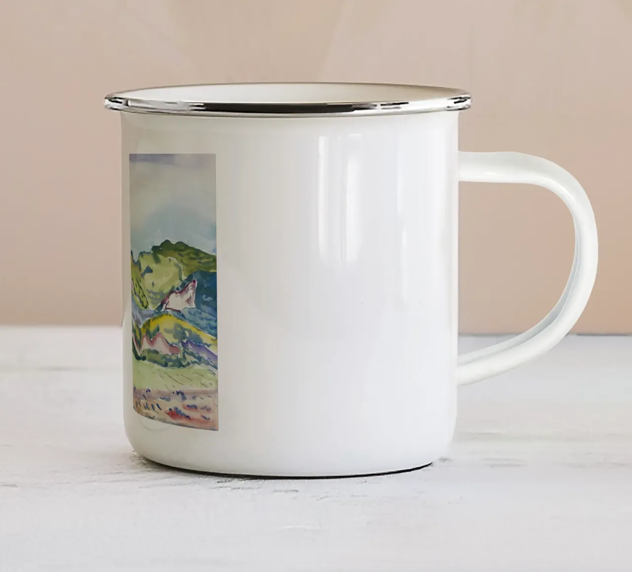 Demuth Mountain Red House Amerikaanse Modernistische Print emaille mok van NorwesClub