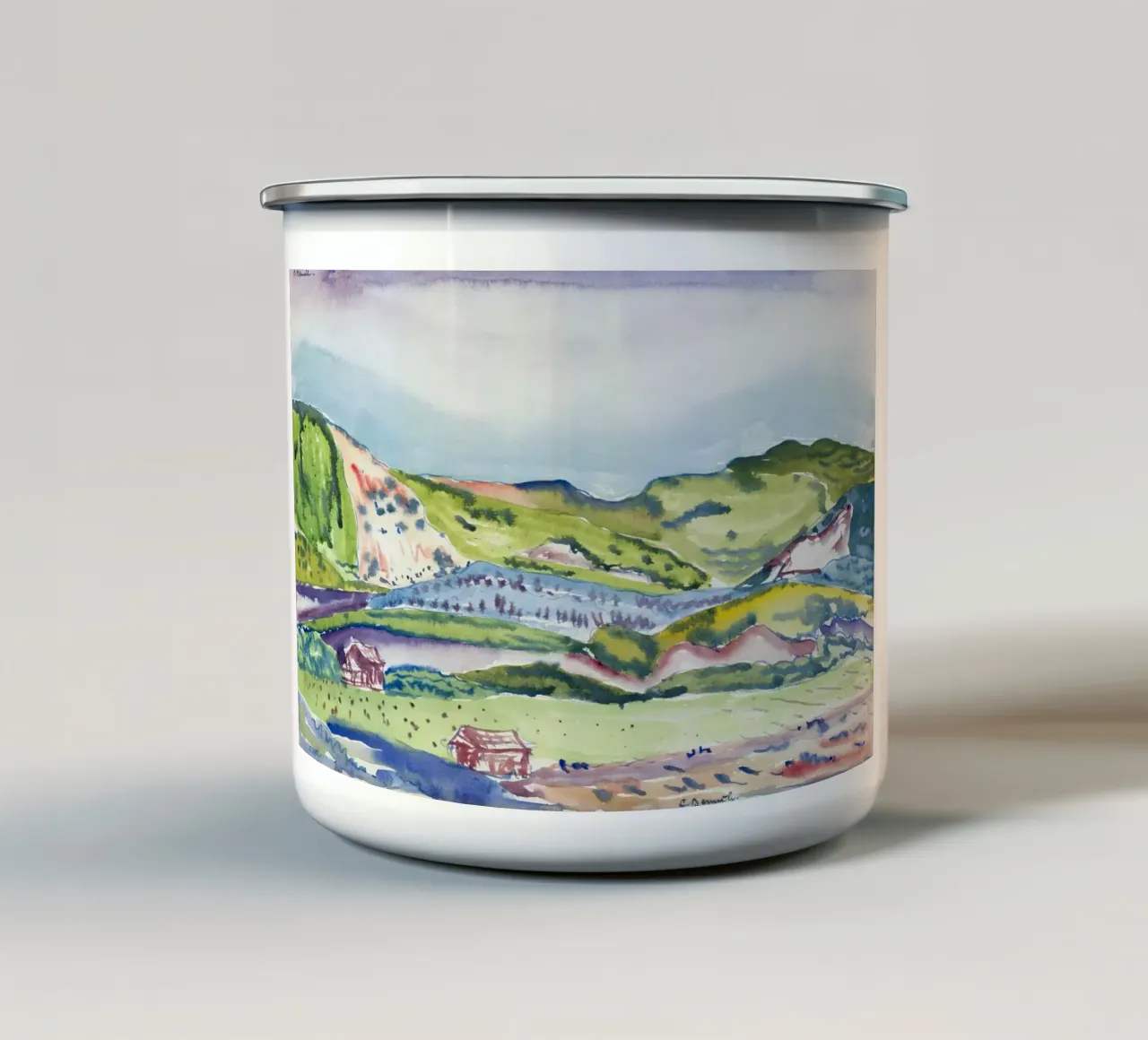 Demuth Mountain Red House Amerikaanse Modernistische Print emaille mok van NorwesClub
