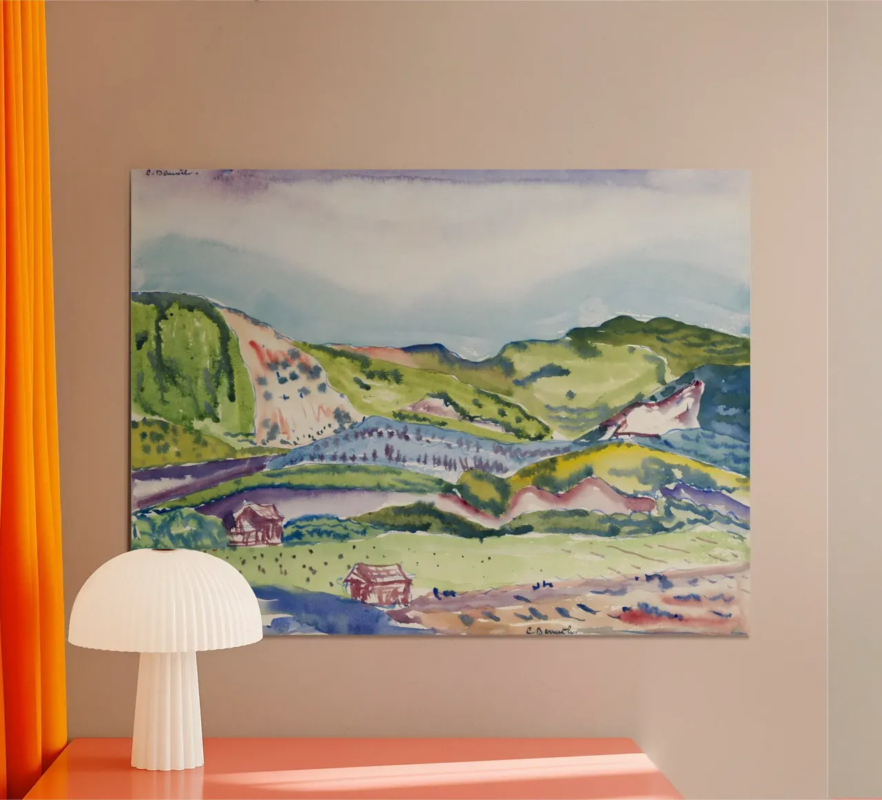 Demuth Mountain Red House American Modernist Print poster de NorwesClub