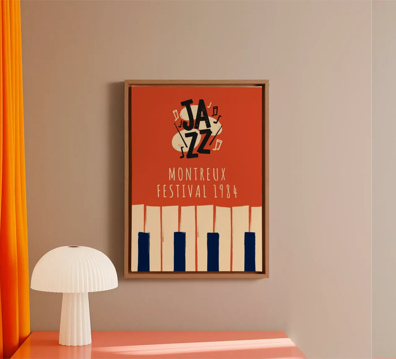 Montreux Jazz Festival 1984 Poster grafico d'epoca tela con Cornice a cassetta da NorwesClub