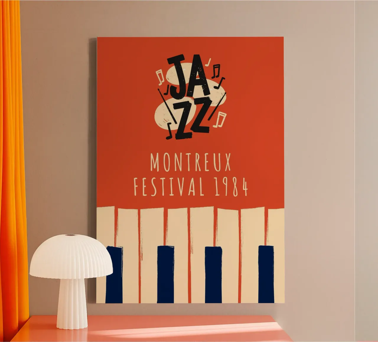 Montreux Jazz Festival 1984 Poster grafico d'epoca tela con Cornice a cassetta da NorwesClub