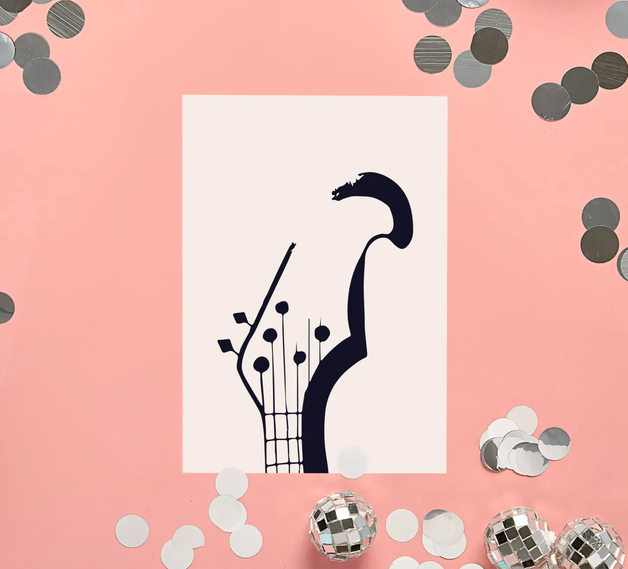Botros Zaki Guitar Head Abstract Music Art Print sticker by NorwesClub