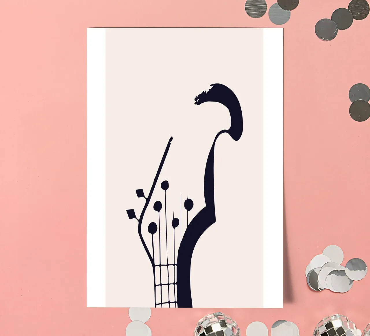 Botros Zaki Gitarre Kopf Abstrakte Musik Kunstdruck Stickerbogen von NorwesClub