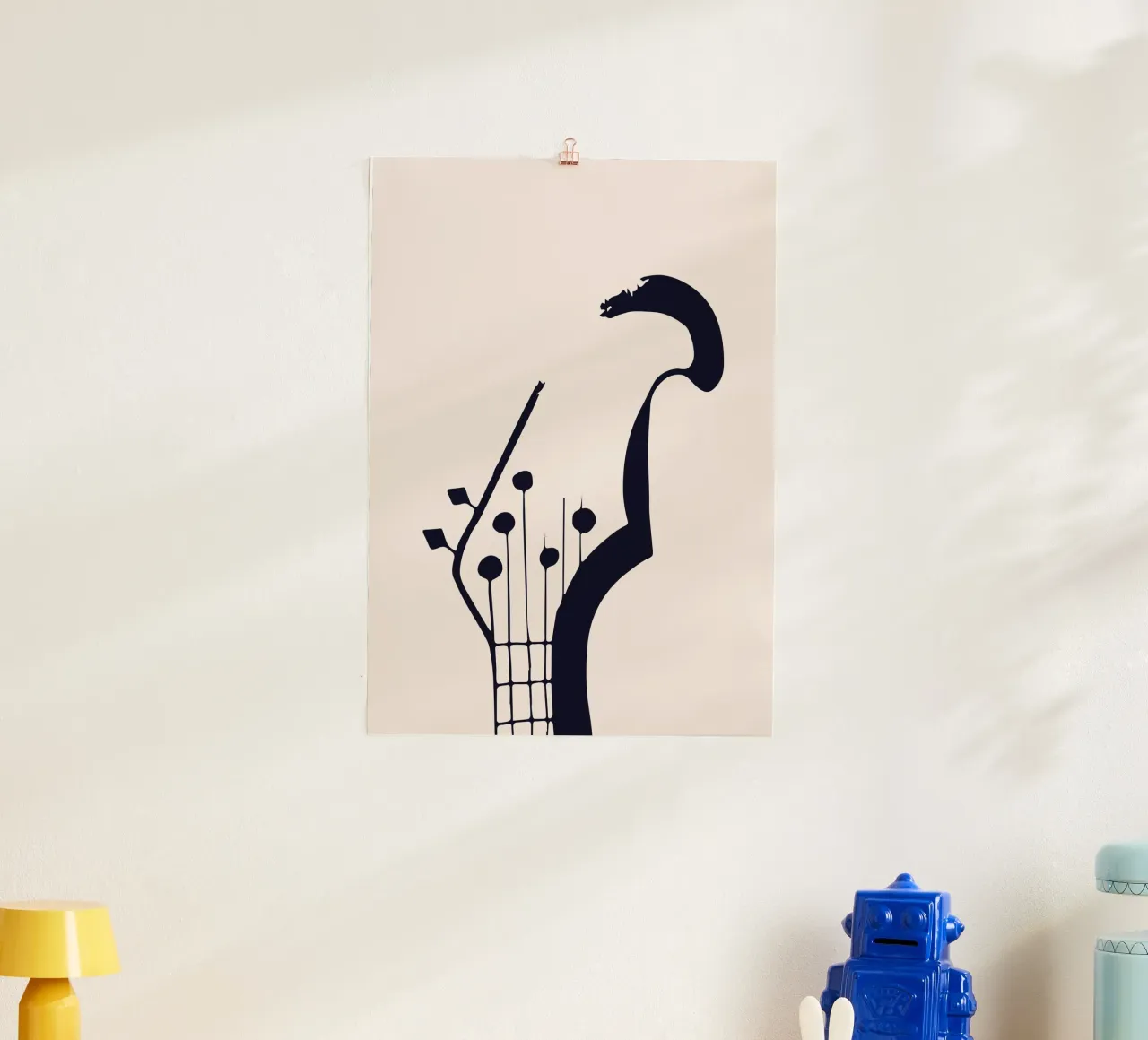 Botros Zaki Guitar Head Abstract Music Art Print poster de NorwesClub