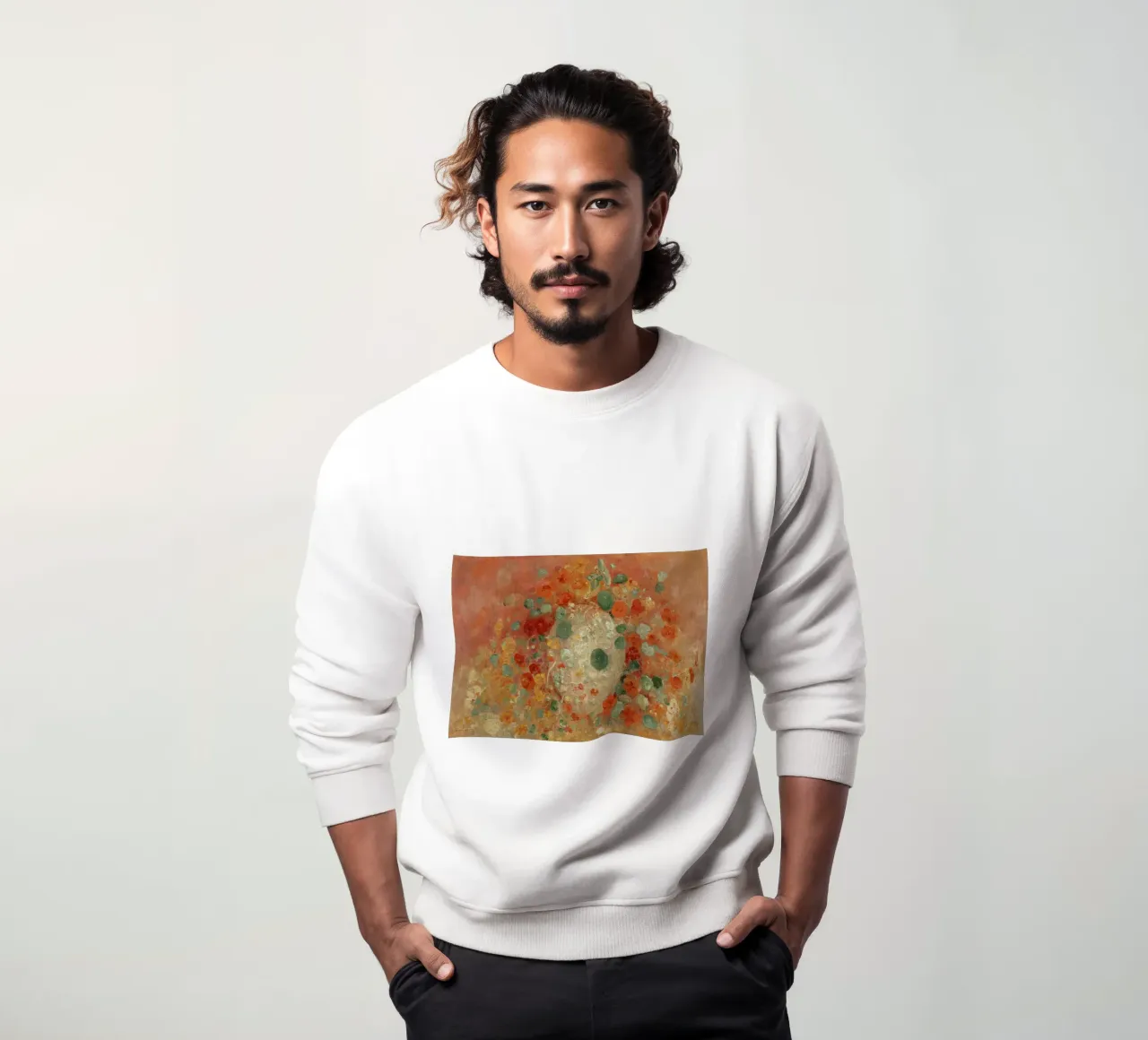 Redon Nasturtium Symbolist Floral Art Print sudadera de NorwesClub