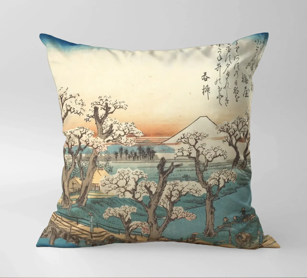 Ando Hiroshige – Evening Glow at Koganei Bridge cuscino da Wirla