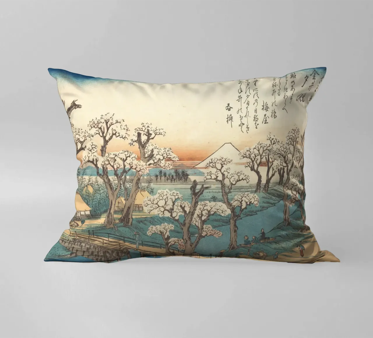 Ando Hiroshige – Evening Glow at Koganei Bridge cuscino da Wirla