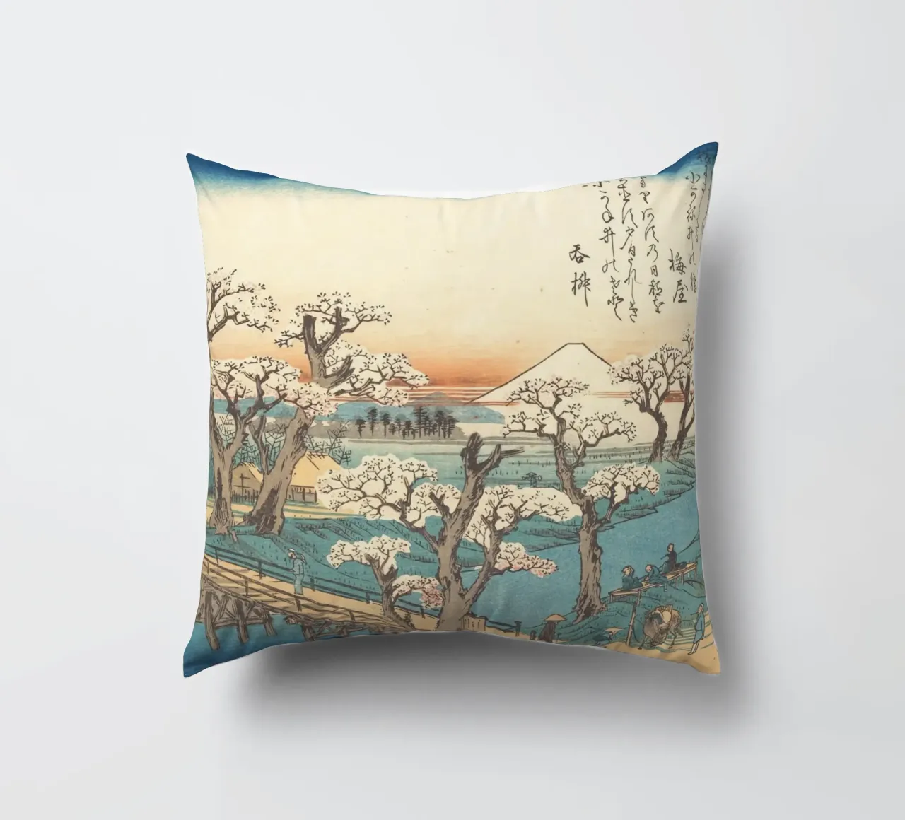 Ando Hiroshige – Evening Glow at Koganei Bridge cuscino da Wirla